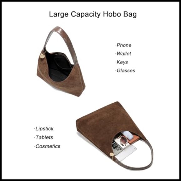 Slouchy Hobo Tote Vegan Leather Large Shoulder Bag Zipper Closure Chic - Picture 7 of 7